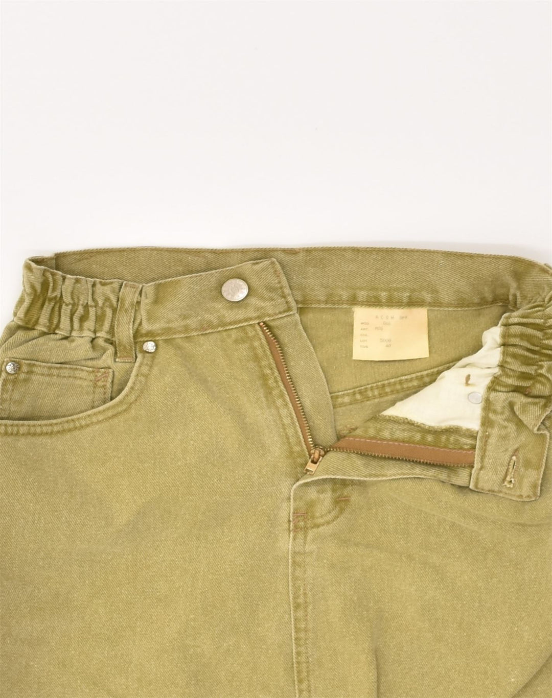 MASH Womens Denim Skirt IT 40 Small W26  Khaki Cotton | Vintage Mash | Thrift | Second-Hand Mash | Used Clothing | Messina Hembry 