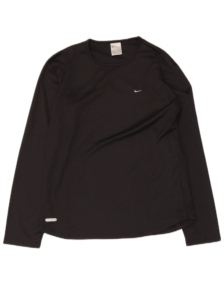 Nike Mujer Dri Fit Top Manga Larga UK 14/16 Grande Negro Poliéster