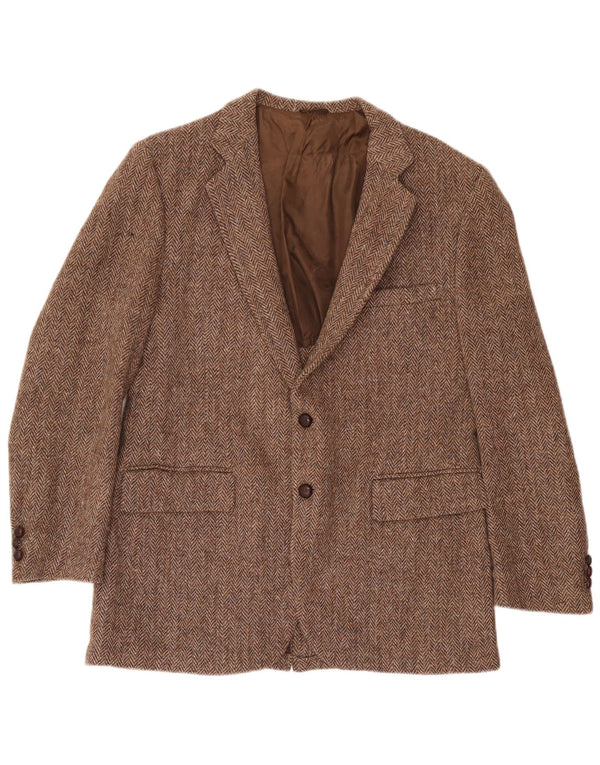 Harris Tweed Chaqueta tipo blazer con 2 botones para hombre UK 42 XL Lana en espiga marrón