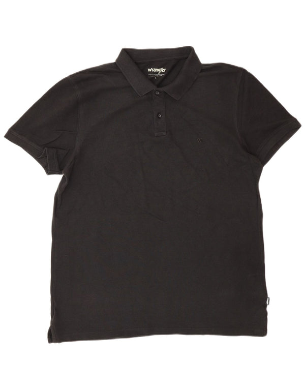 WRANGLER Polo para hombre grande de algodón negro