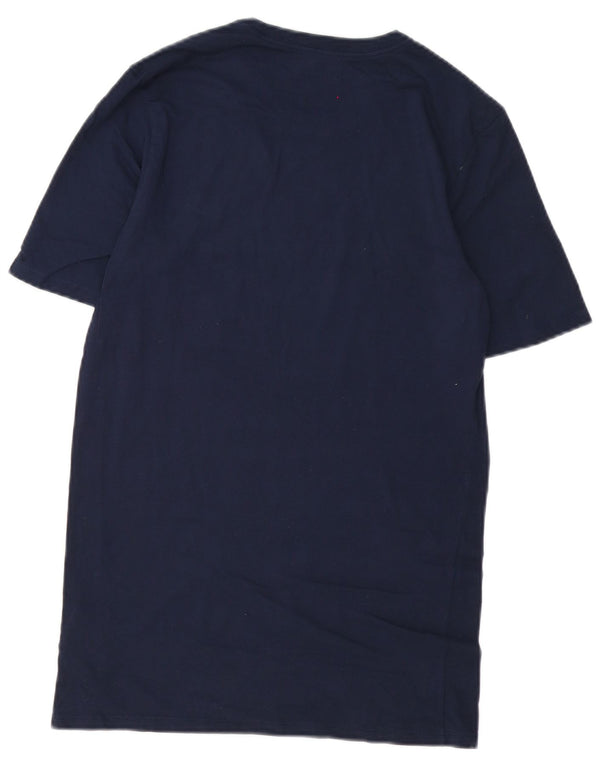 Nike Camiseta de corte atlético para hombre, talla pequeña, algodón azul marino