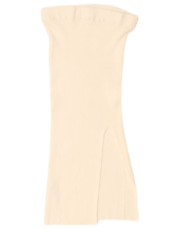 Jack Wills Falda midi de cintura alta para mujer UK 12 Medium W28 Off White Viscosa
