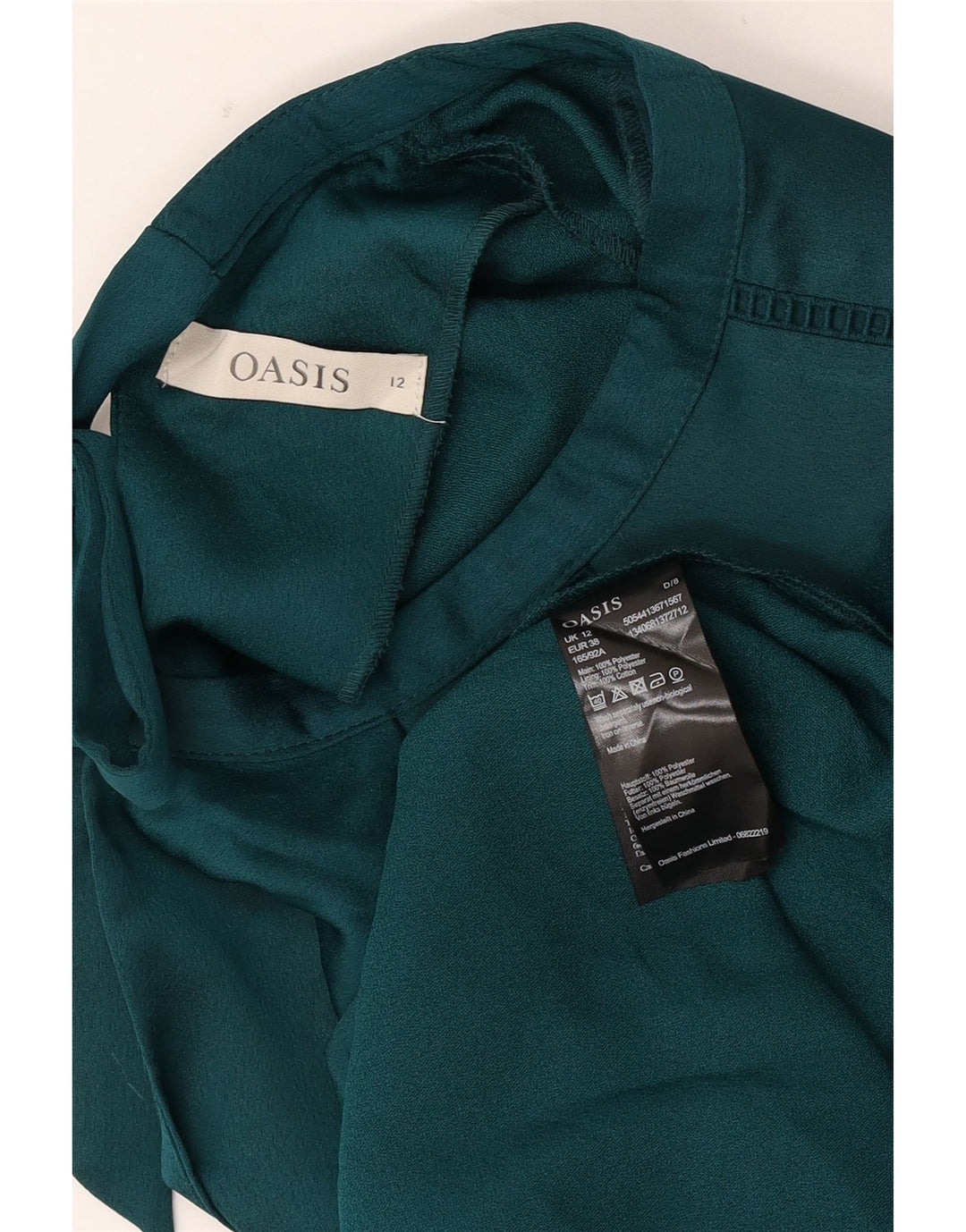 Oasis Vestido acampanado para mujer UK 42 Poliéster verde medio