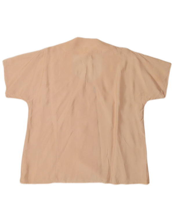 Vintage mujer manga corta camisa blusa Reino Unido 18 XL Beige