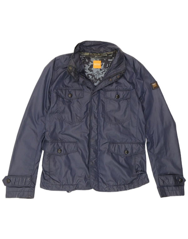 Hugo Boss Chaqueta utilitaria para hombre EU 50 Grande Algodón azul marino