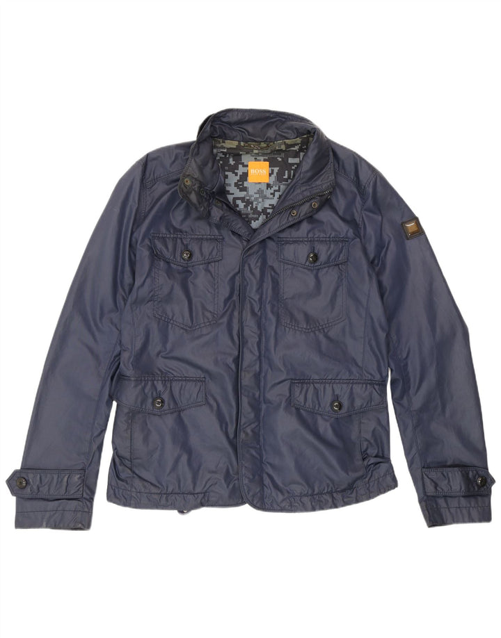 Hugo Boss Chaqueta utilitaria para hombre EU 50 Grande Algodón azul marino