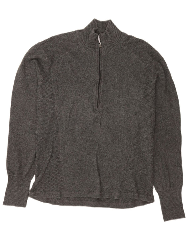 Eddie Bauer Jersey con cuello y cremallera para mujer UK 18 XL Algodón gris