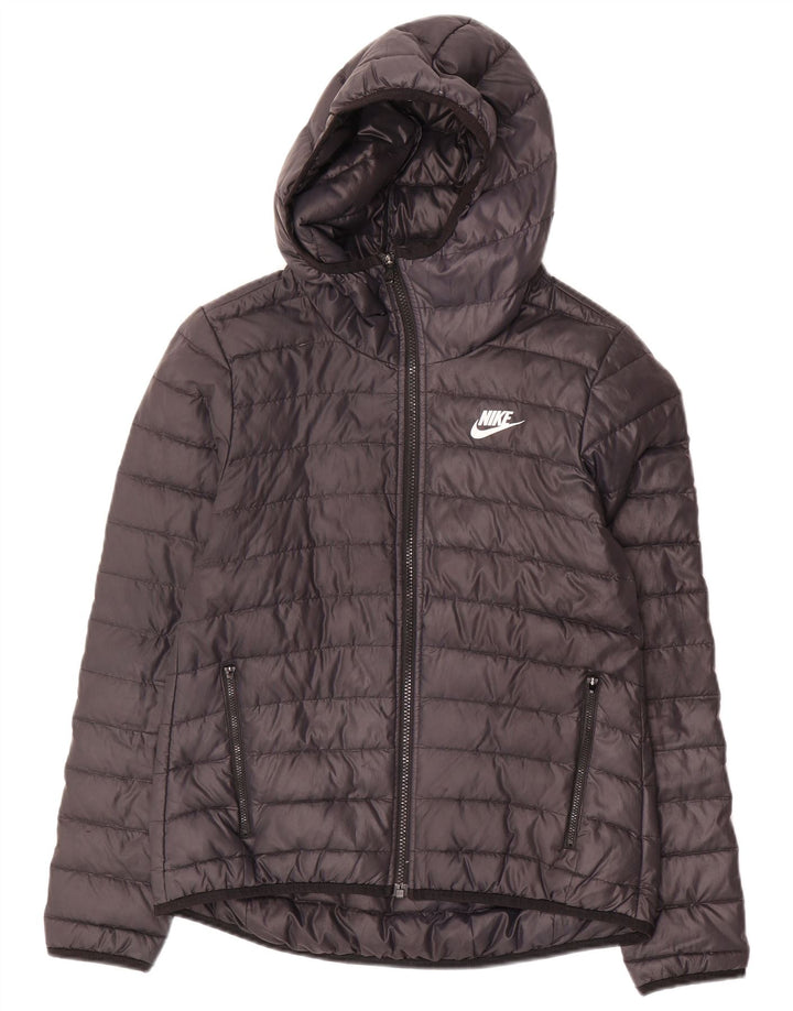 Nike Chaqueta acolchada con capucha para mujer UK 10 Small Poliéster negro