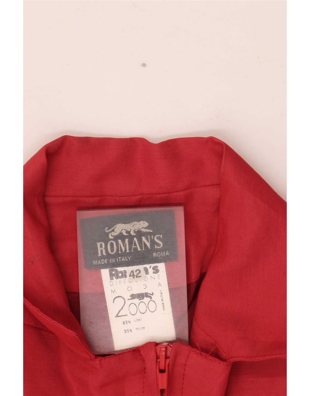 Roman's Chaqueta tipo blazer con cremallera completa y manga corta para mujer IT 42 Medium Red Linen