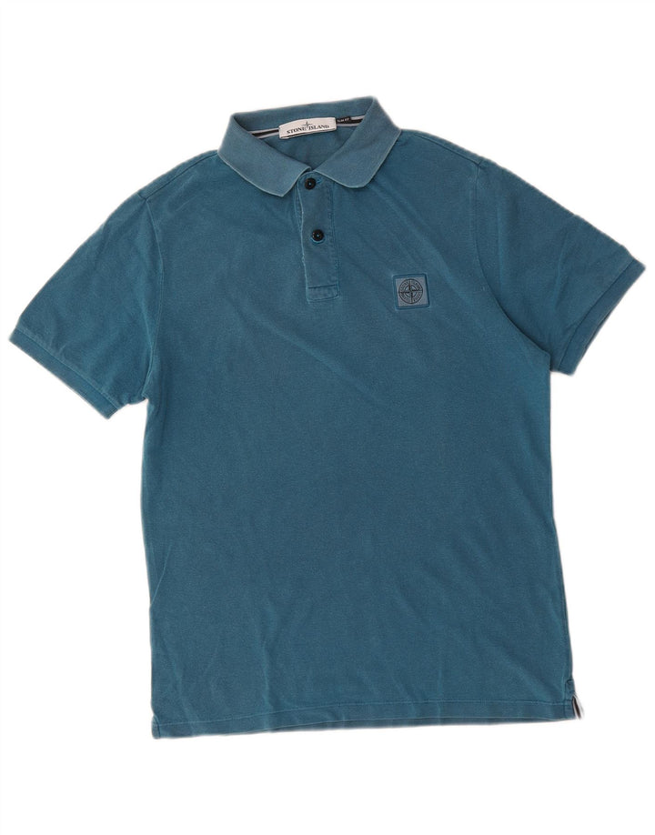 Polo Stone Island Hombre Slim Fit De Algodón Azul Medio