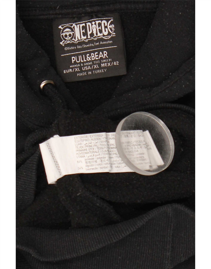 Pull & Bear Hombre Sudadera con capucha gráfica Jersey XL Poliéster negro