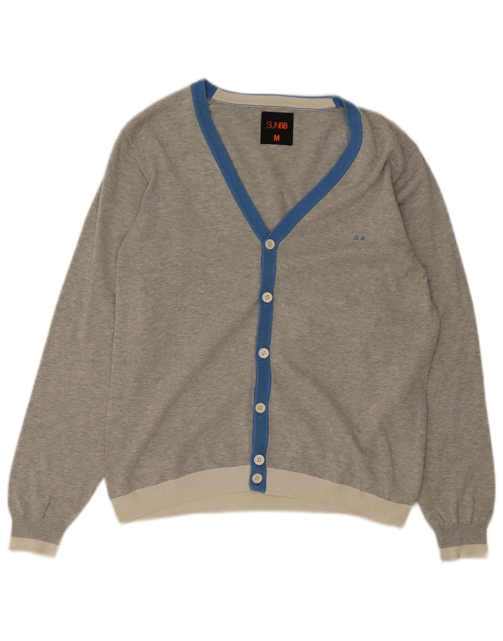 Cárdigan para hombre Sun68 de algodón color block gris medio
