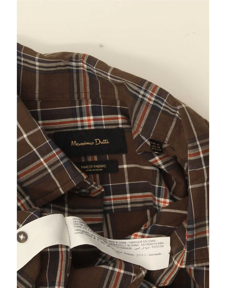 Camisa Massimo Dutti Hombre XL Algodón Cuadros Marrón
