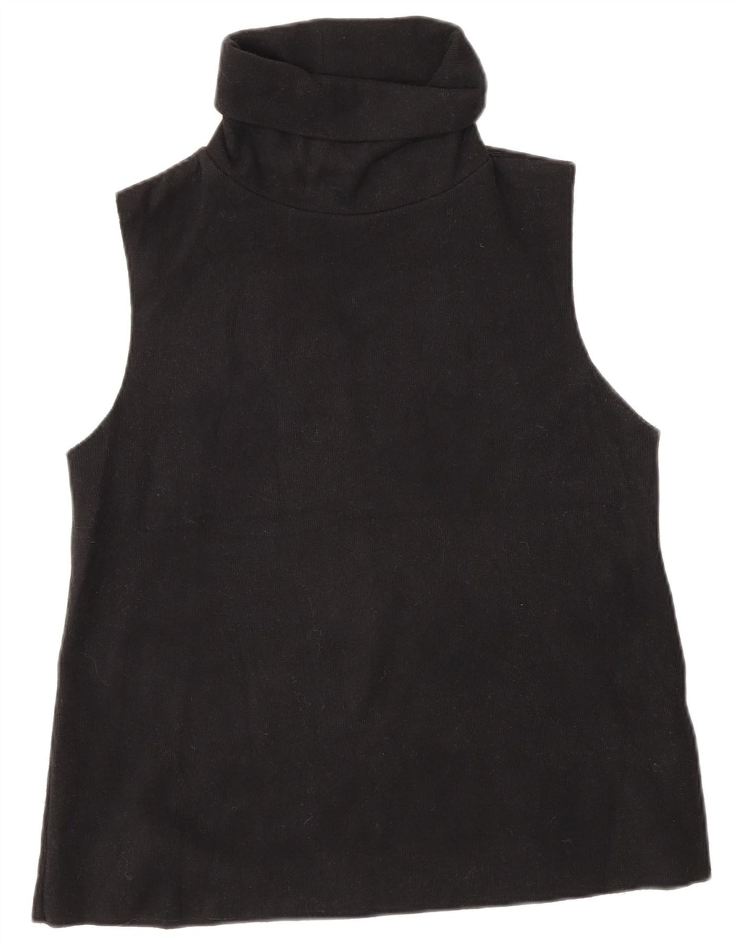 Zara Mujer Roll Neck Chaleco Top UK 12 Medium Negro Algodón