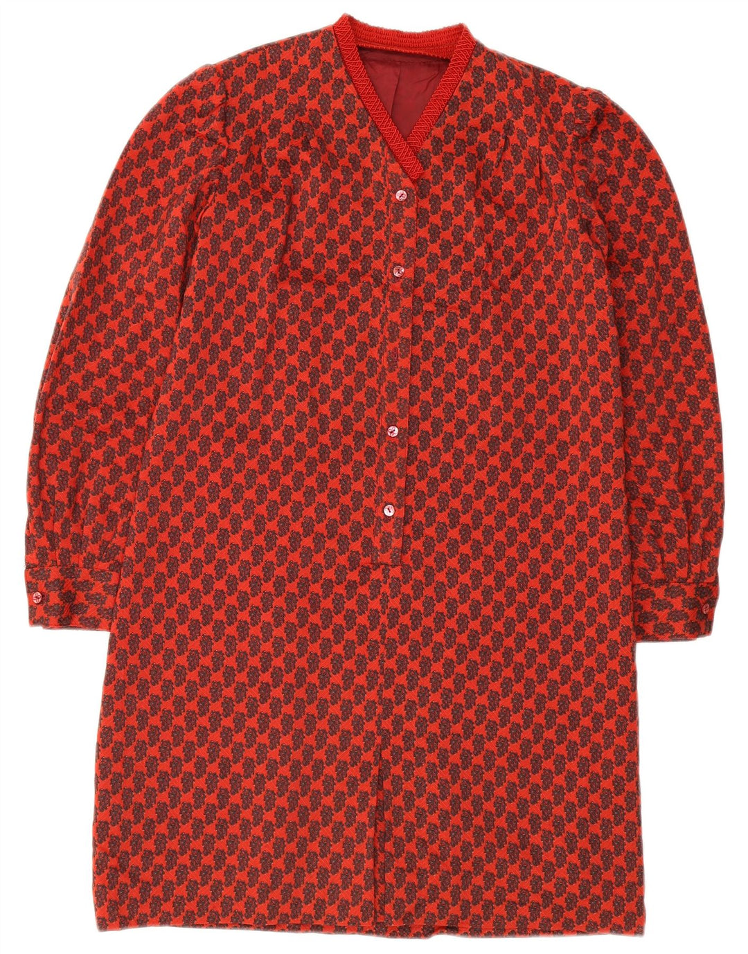 Vintage mujer vestido básico Reino Unido 10 pequeño rojo geométrico