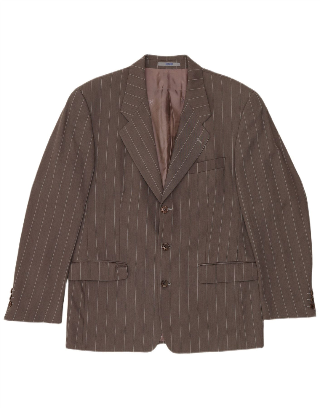 KENZO Chaqueta tipo blazer de 3 botones para hombre IT 50 Large Lana gris a rayas