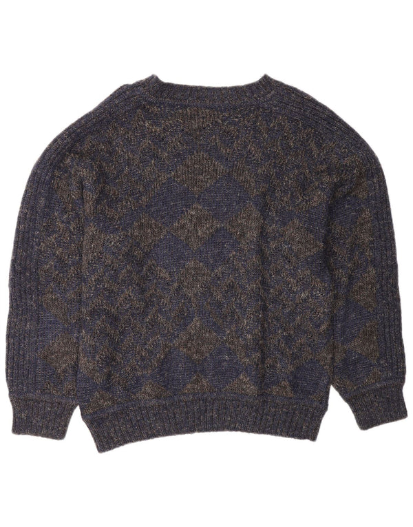 Ellesse Mens Boat Neck Jumper Sweater Medium Navy Blue Wool