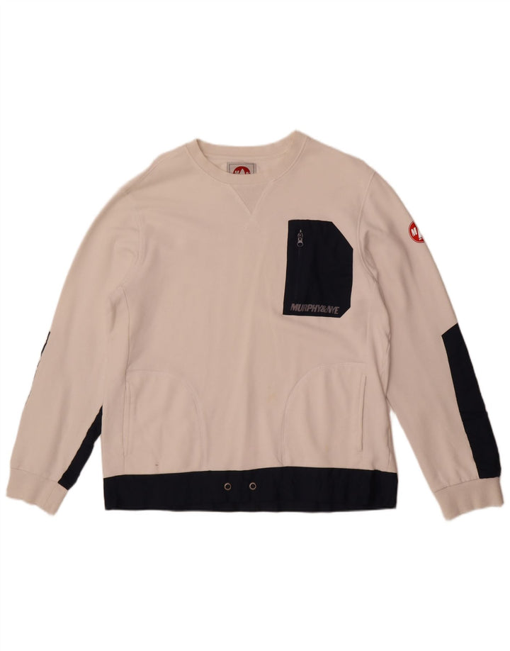 Murphy & Nye Hombre Sailmakers Sudadera Jersey Grande Blanco Colorblock