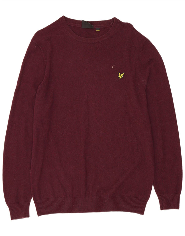 LYLE & SCOTT Jersey con cuello redondo para hombre, talla grande, algodón granate