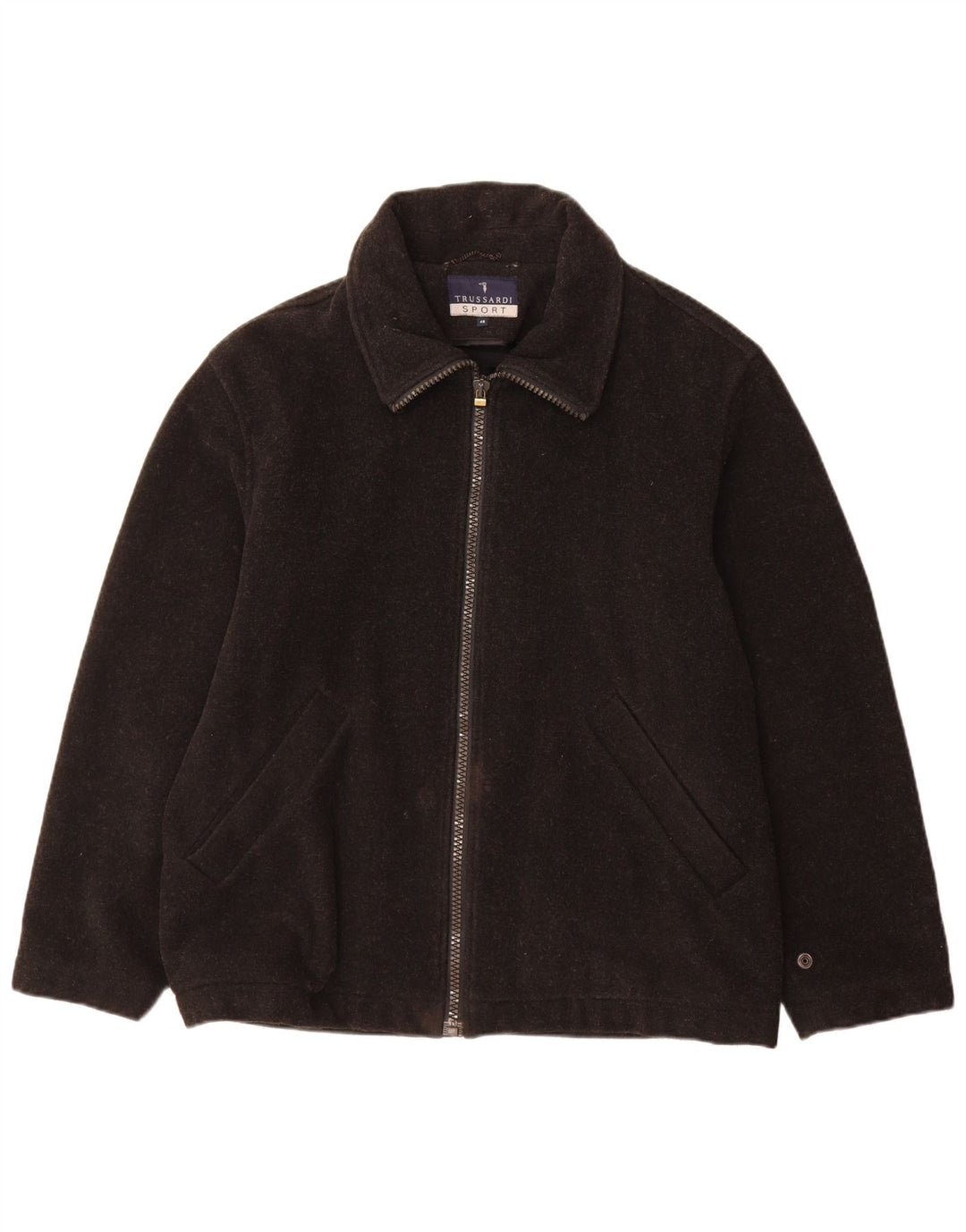 Trussardi Abrigo cortavientos holgado para hombre IT 46 Small Lana negra