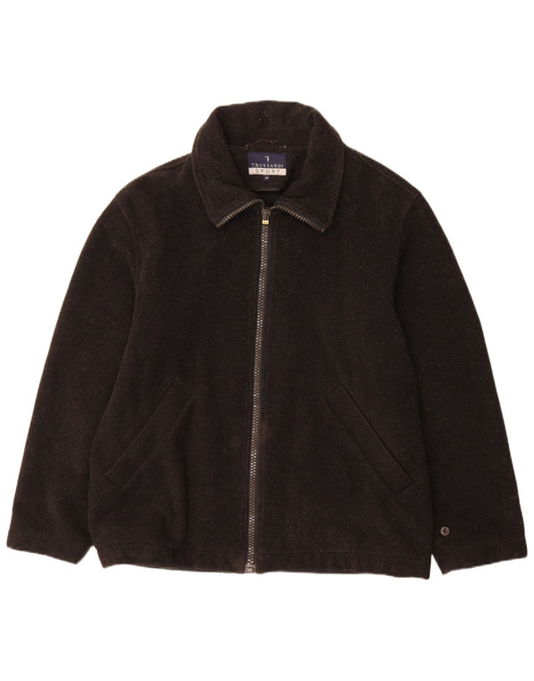 Trussardi Abrigo cortavientos holgado para hombre IT 46 Small Lana negra