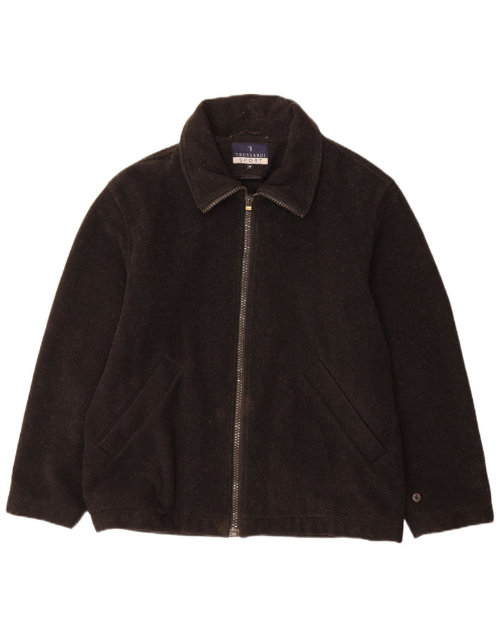 Trussardi Abrigo cortavientos holgado para hombre IT 46 Small Lana negra