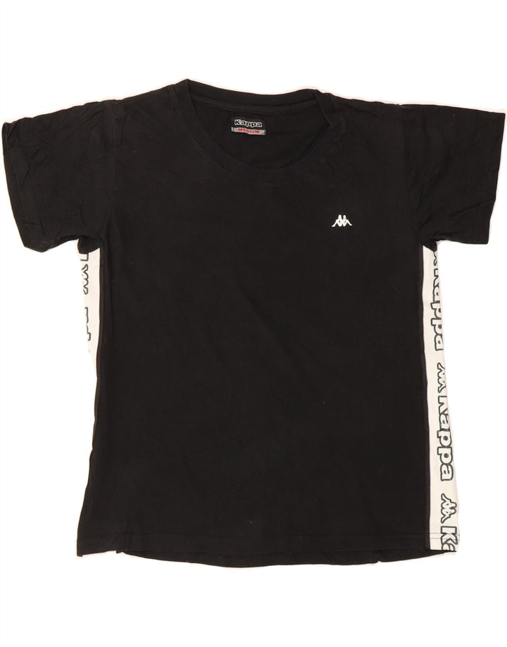 KAPPA Womens Graphic T-Shirt Top UK 12 Medium Black Colourblock Vintage Kappa and Second-Hand Kappa from Messina Hembry 