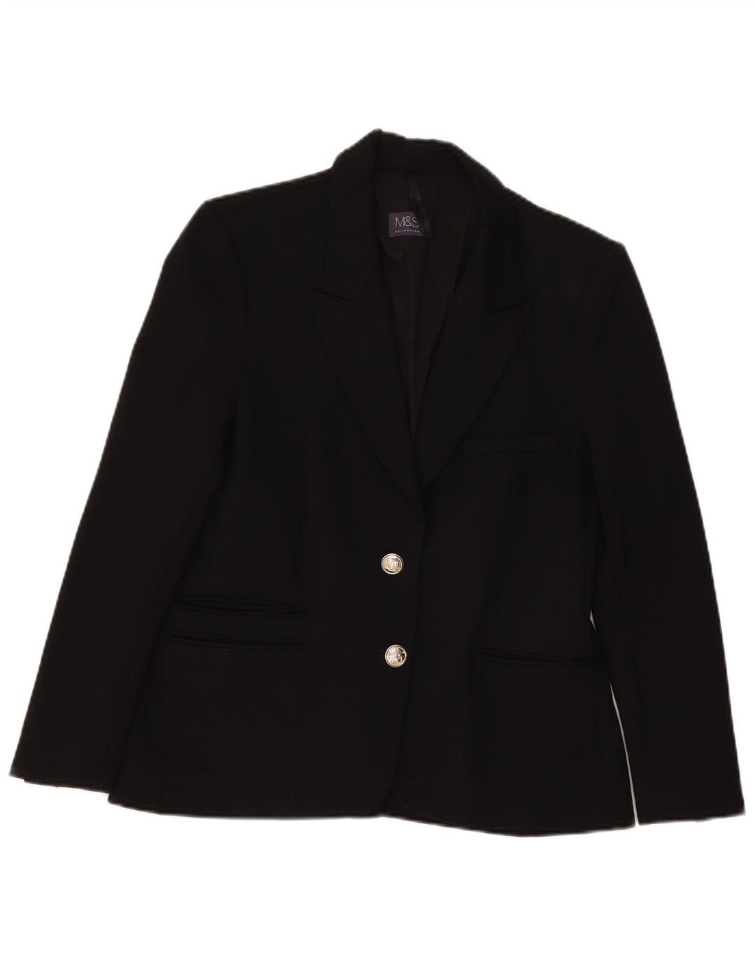 Marks & Spencer Chaqueta Blazer de 2 Botones para Mujer UK 42 Viscosa Negra Mediana