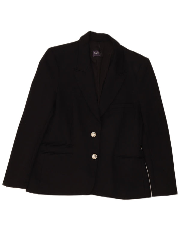 Marks & Spencer Chaqueta Blazer de 2 Botones para Mujer UK 42 Viscosa Negra Mediana