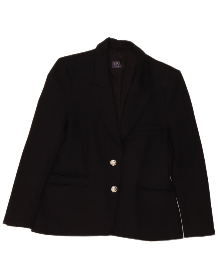 Marks & Spencer Chaqueta Blazer de 2 Botones para Mujer UK 42 Viscosa Negra Mediana