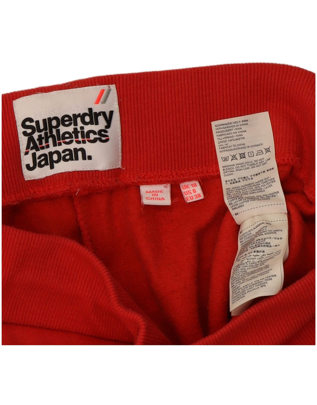 SUPERDRY Pantalones de chándal para mujer Joggers UK 10 Small Red Cotton