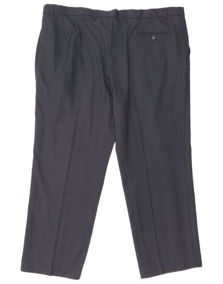 MARKS & SPENCER Pantalón de traje recto para hombre W44 L29 Poliéster azul