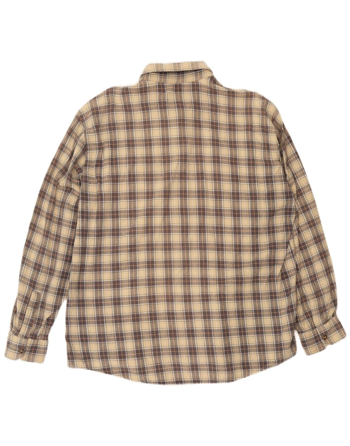 European Project Camisa de franela a cuadros para hombre XL Algodón a cuadros beige