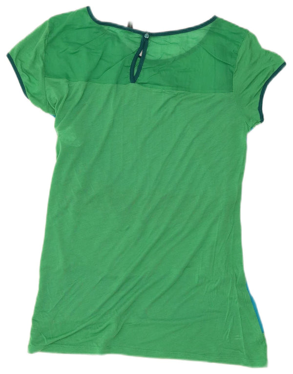 BENETTON Camiseta para mujer Top UK 42 Medium Green Colourblock Lyocell