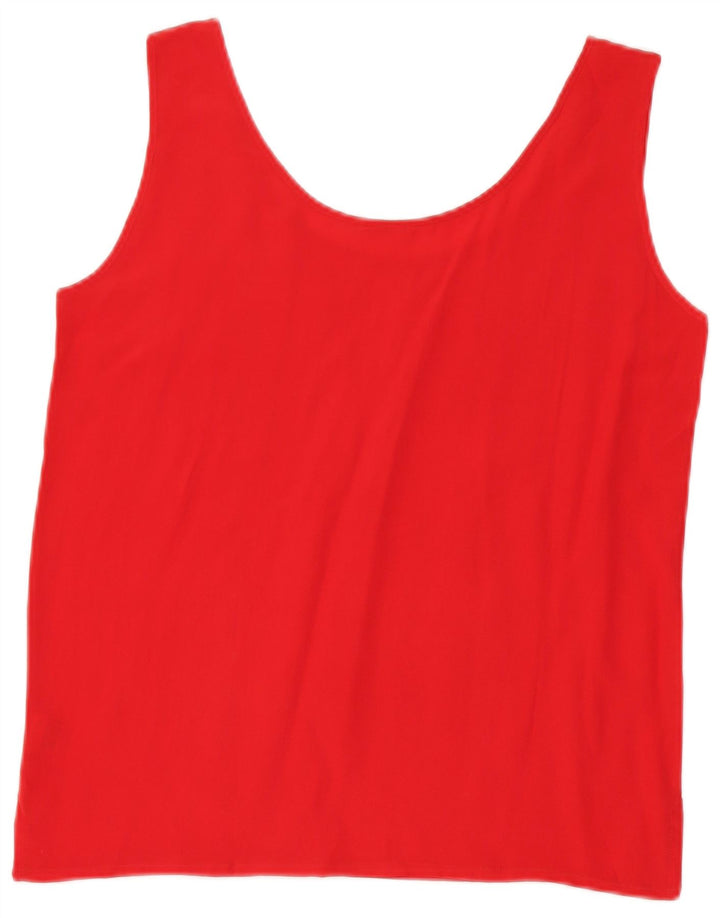 VINTAGE Chaleco de Mujer Top UK 10 Pequeña Seda Roja