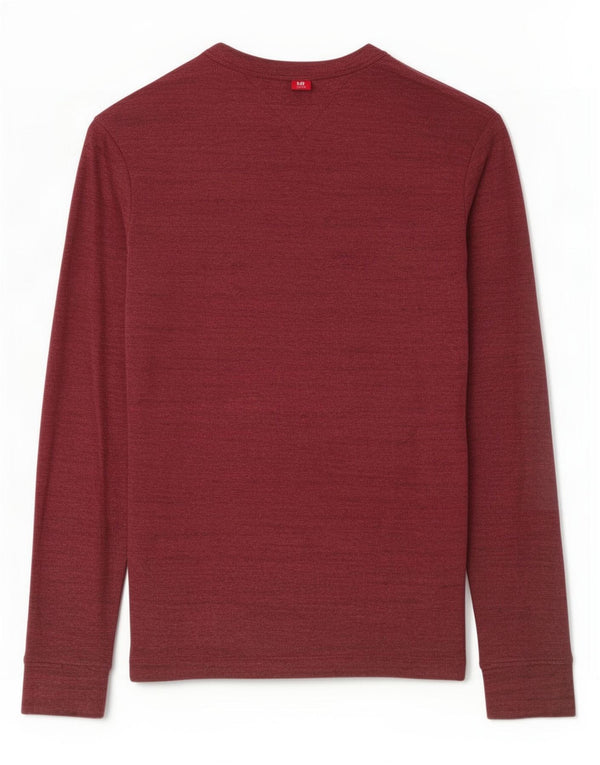 Tommy Hilfiger Camiseta de manga larga para hombre de algodón moteado en color burdeos medio