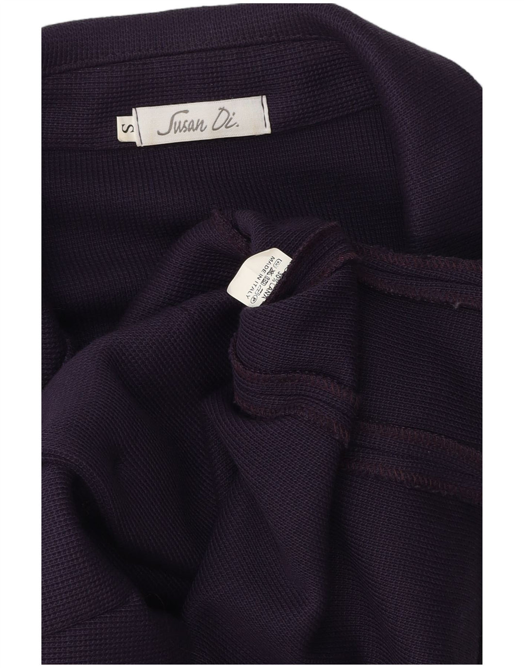 Vintage mujer punto 2 botón Blazer chaqueta Reino Unido 10 pequeño poliéster púrpura