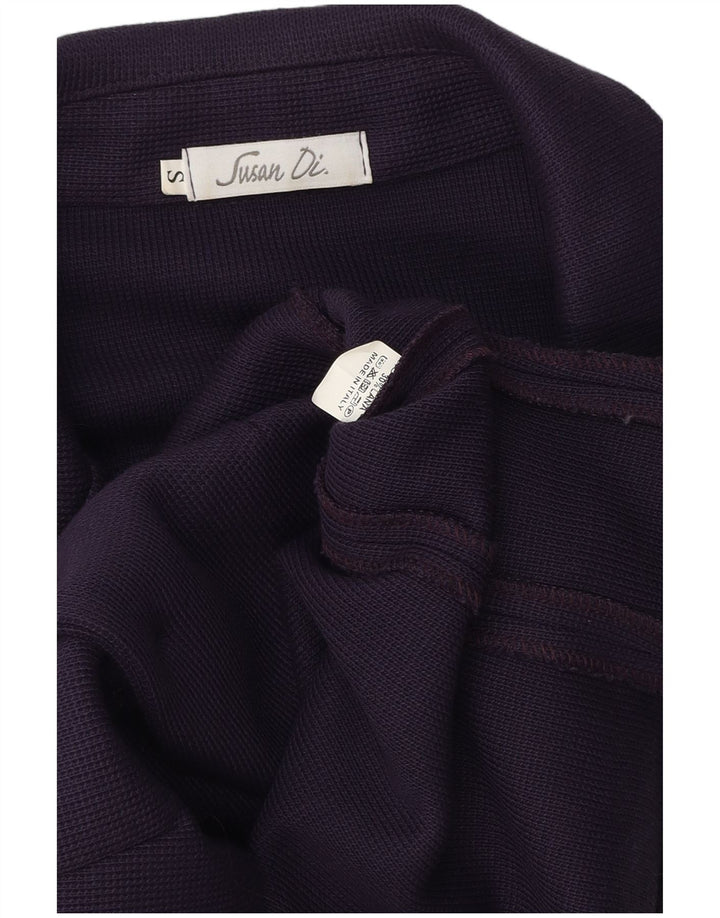Vintage mujer punto 2 botón Blazer chaqueta Reino Unido 10 pequeño poliéster púrpura