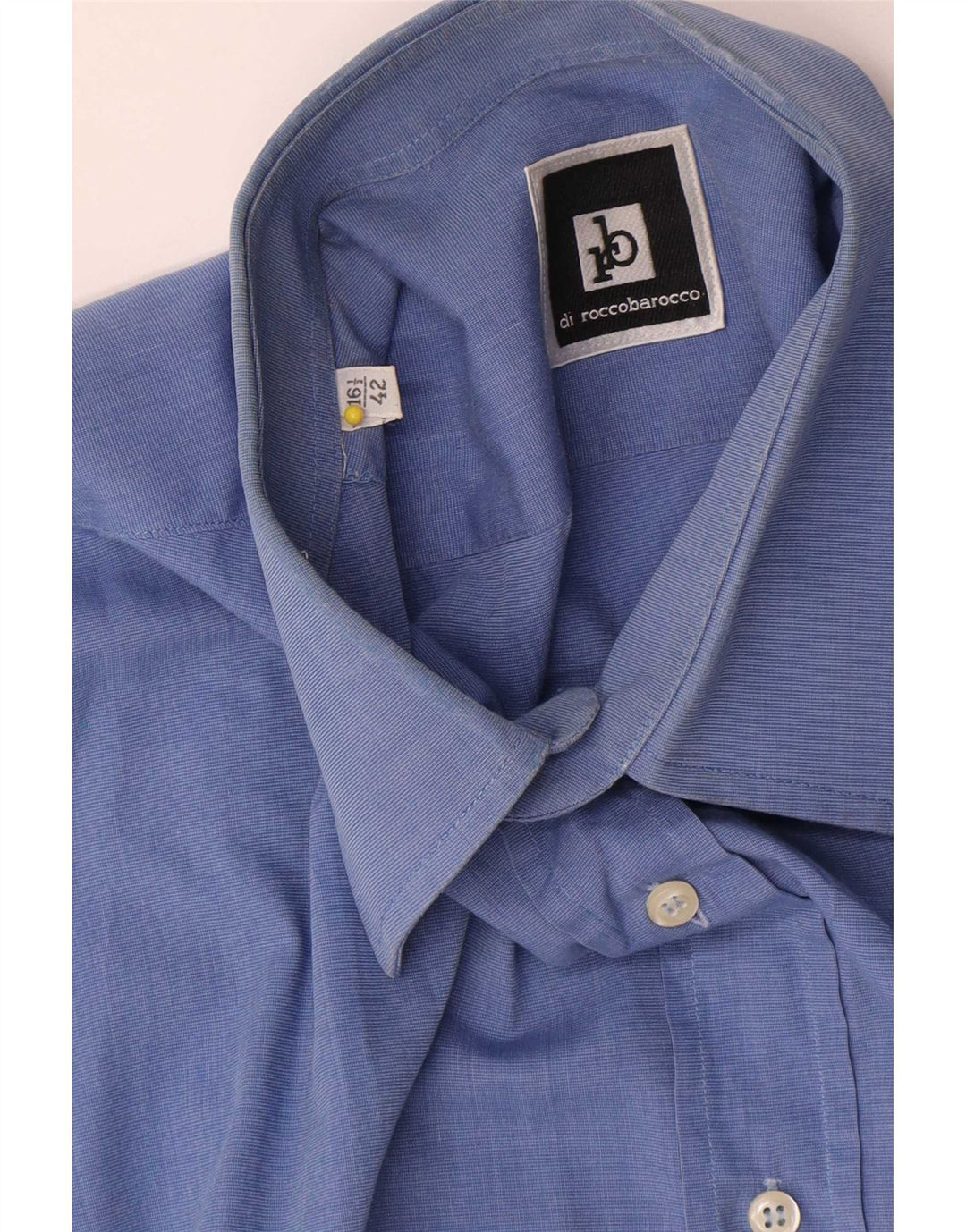 Roccobarocco Camisa para hombre Talla 42 16 1/2 Algodón azul grande