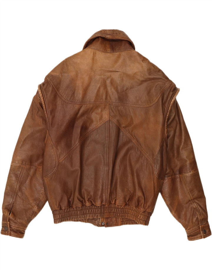 Milan Chaqueta de cuero para hombre UK 40 Cuero marrón grande