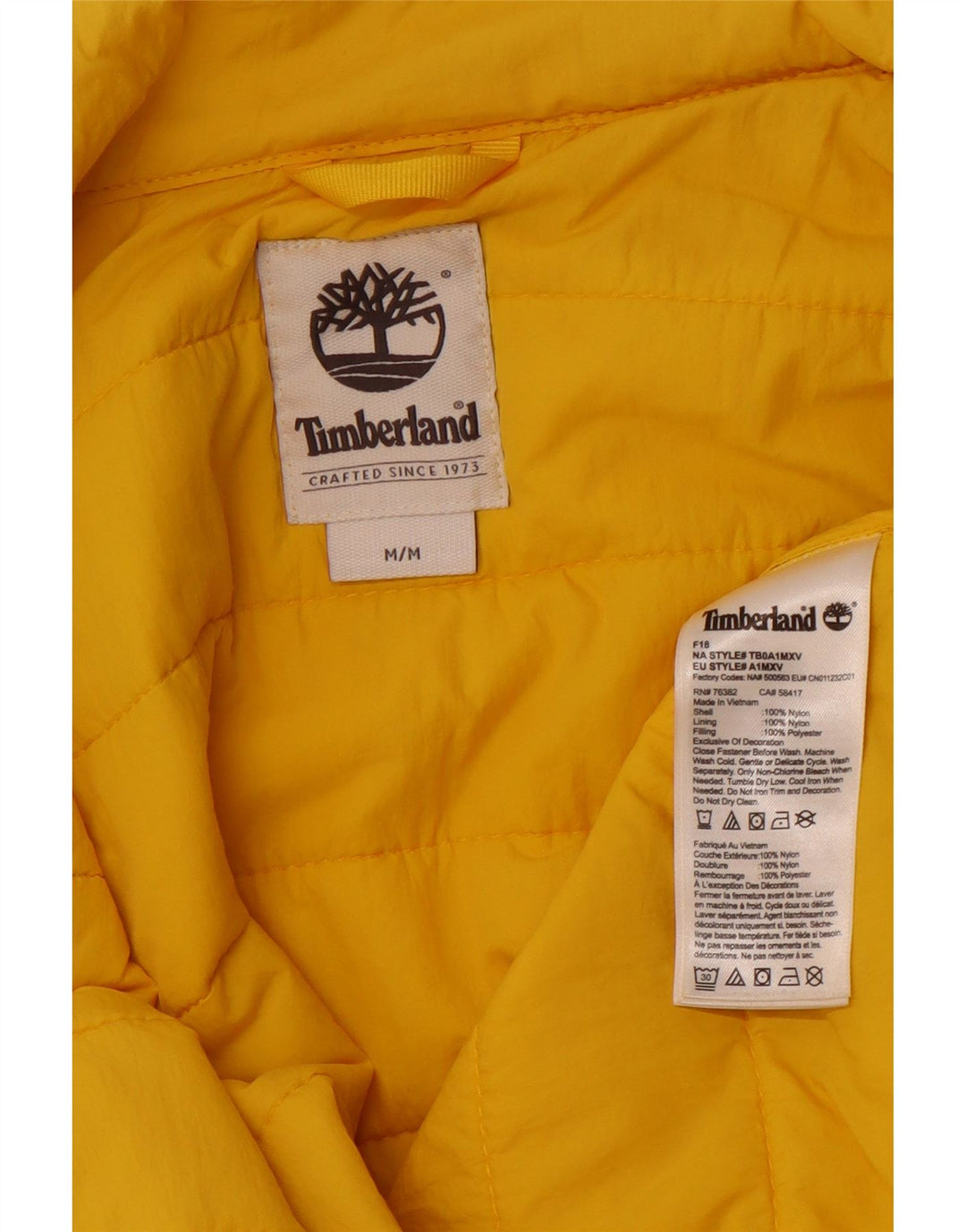 TIMBERLAND Chaqueta acolchada para hombre UK 38 Medium Yellow Nylon
