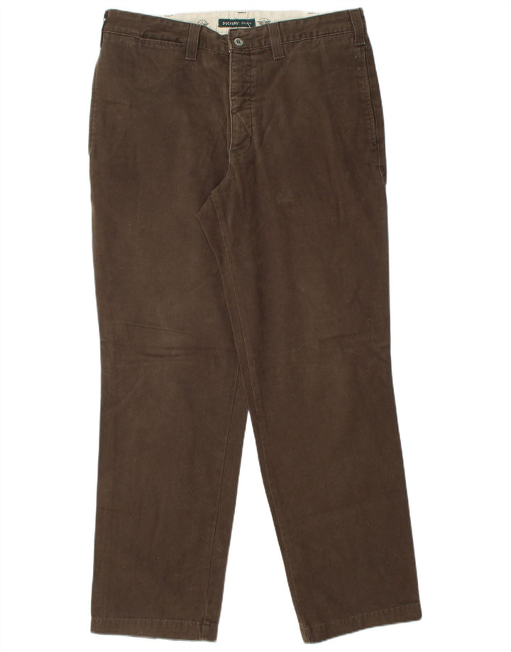 DOCKERS Pantalón chino recto para hombre W34 L32 Algodón marrón