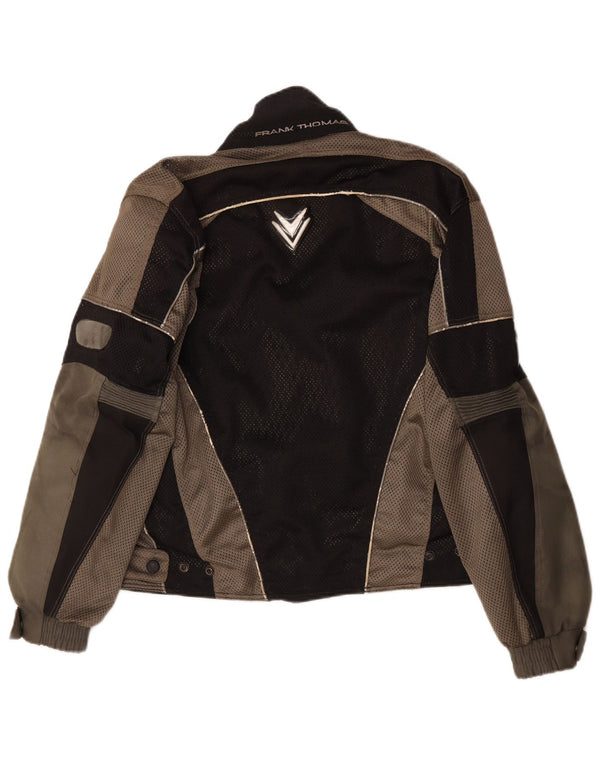 Aqua Mens Graphic Racer Jacket UK 36 Small Negro Colorblock Nylon