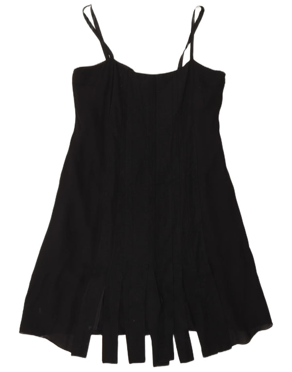 Fenn Wright Manson Vestido acampanado para mujer UK 46 Grande Seda negra