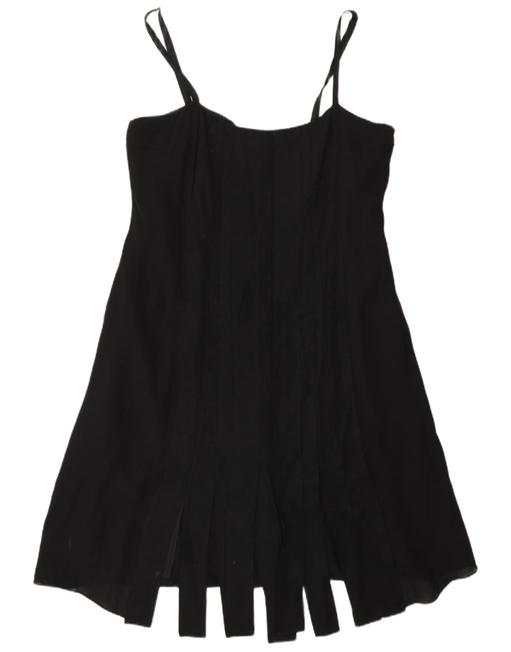Fenn Wright Manson Vestido acampanado para mujer UK 46 Grande Seda negra