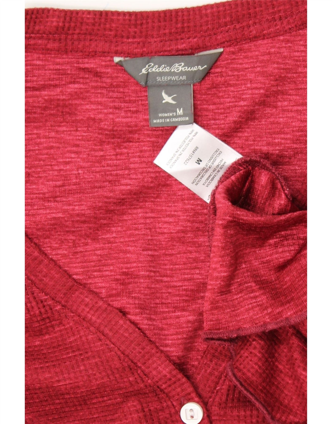 EDDIE BAUER Womens Top Long Sleeve UK 12 Medium Red Polyester Vintage Eddie Bauer and Second-Hand Eddie Bauer from Messina Hembry 