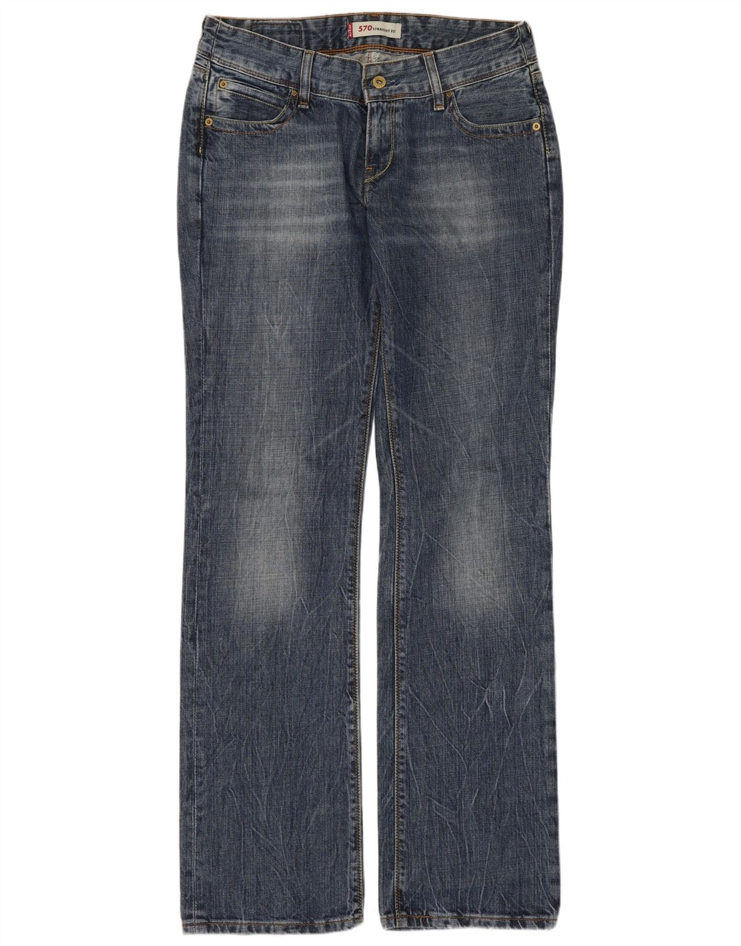 LEVI'S Vaqueros Rectos 570 Mujer W30 L34 Algodón Azul