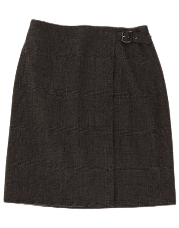 Armani Falda cruzada para mujer US 6 Mediana W28 Gris Cuadros Poliéster