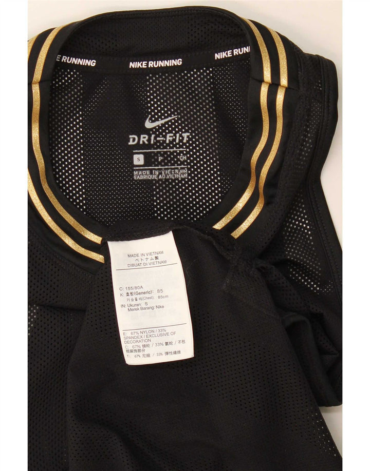 Nike Mujer Dri Fit Chaleco Top UK 10 Pequeño Nylon Negro