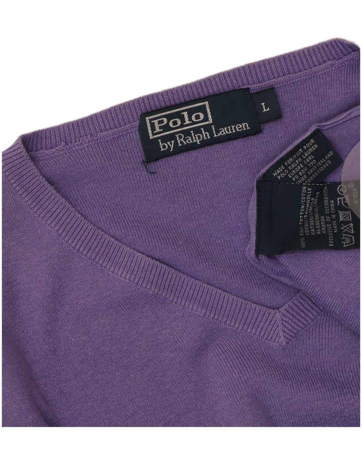 POLO RALPH LAUREN Jersey con cuello en V para mujer UK 46 Algodón morado grande